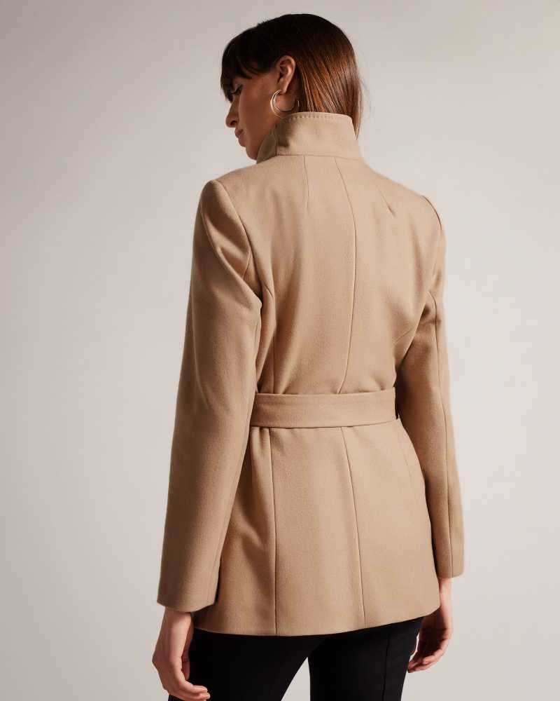 Natural Ted Baker Rytaa Short Wool Wrap Coat | ZA0000583