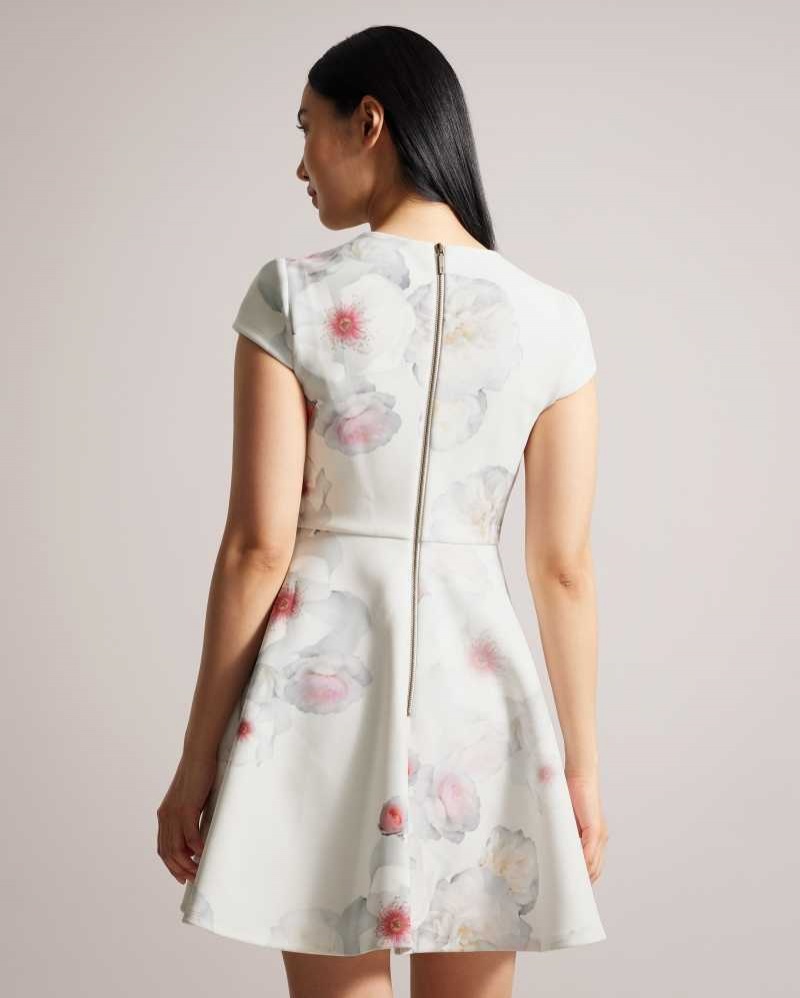 Natural Ted Baker Trinia Floral Print Skater Dress | ZA0000156