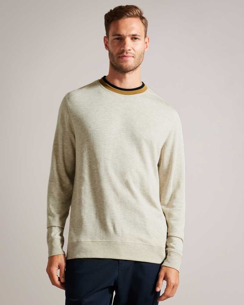 Natural Ted Baker Zylem Long Sleeve Soft Touch Sweatshirt | ZA0001383