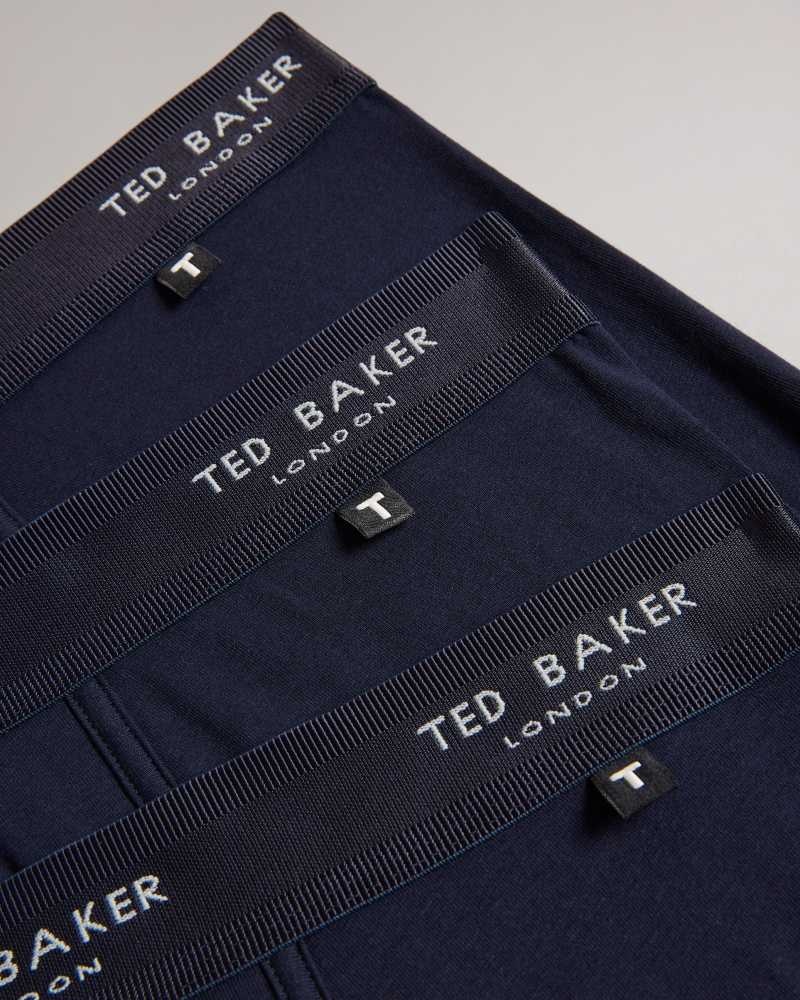 Navy Ted Baker Addam Three Pack Of Cotton Trunks | ZA0001586