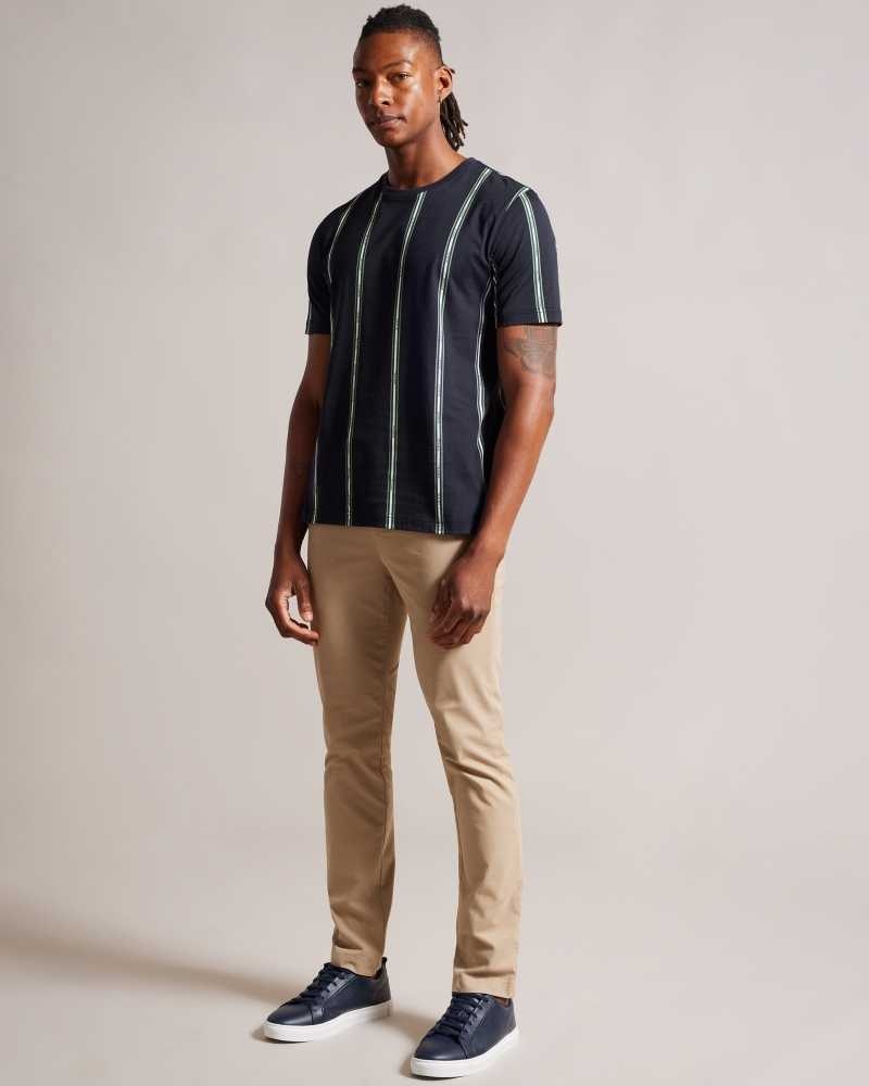 Navy Ted Baker Amson Short Sleeve Striped T-Shirt | ZA0001271