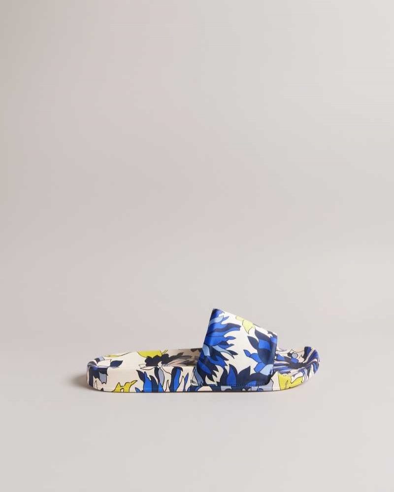 Navy Ted Baker Anniti Floral Print Sliders | ZA0001690