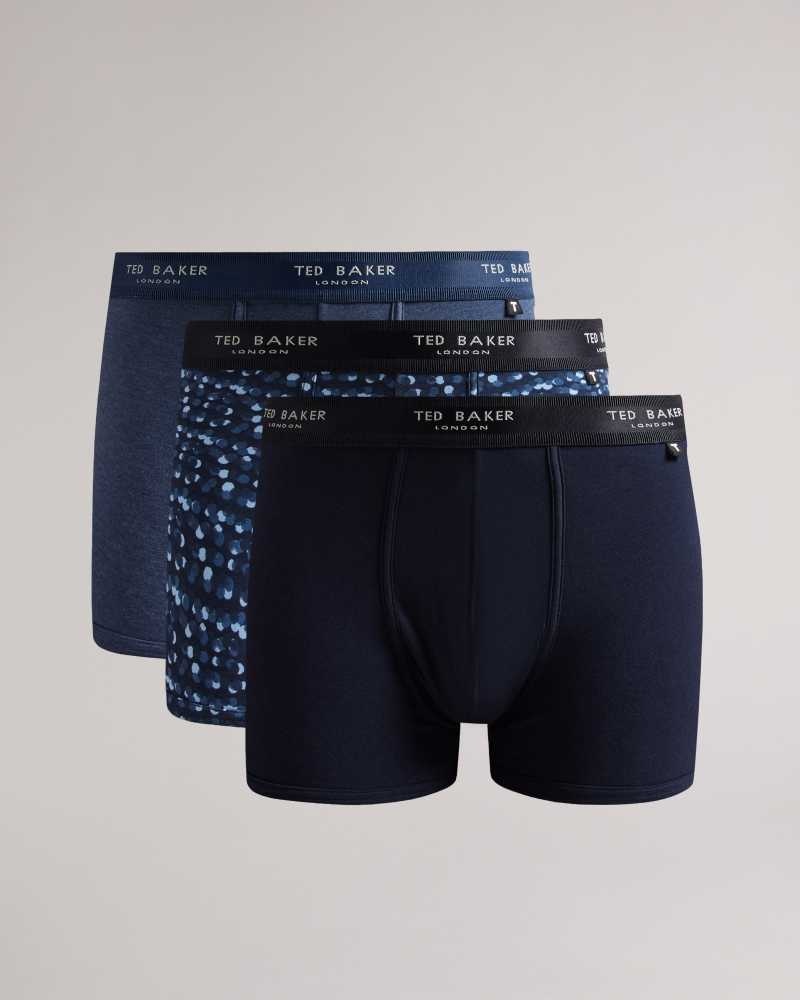 Navy Ted Baker Antoin 3 Pack Assorted Trunks | ZA0001581