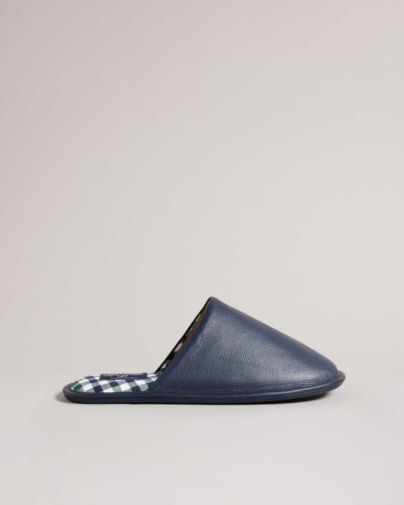 Navy Ted Baker Ardin Leather Mule Slippers | ZA0001704