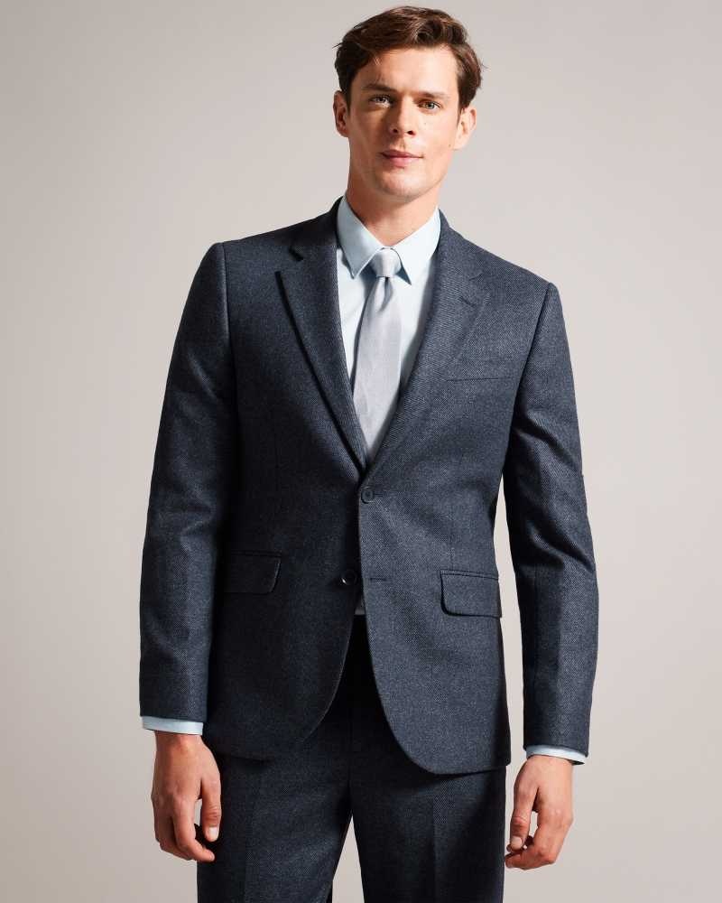 Navy Ted Baker Arthurj Slim Wool And Cashmere Suit Jacket | ZA0000638