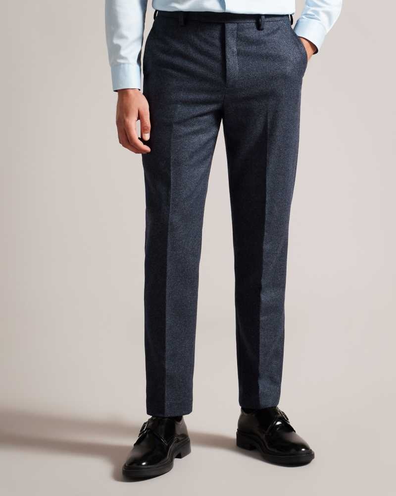 Navy Ted Baker Arthurt Slim Wool Blend Trousers | ZA0001135