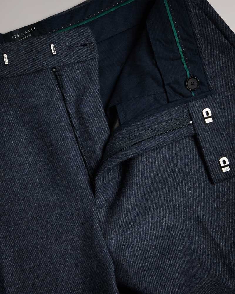 Navy Ted Baker Arthurt Slim Wool Blend Trousers | ZA0001135