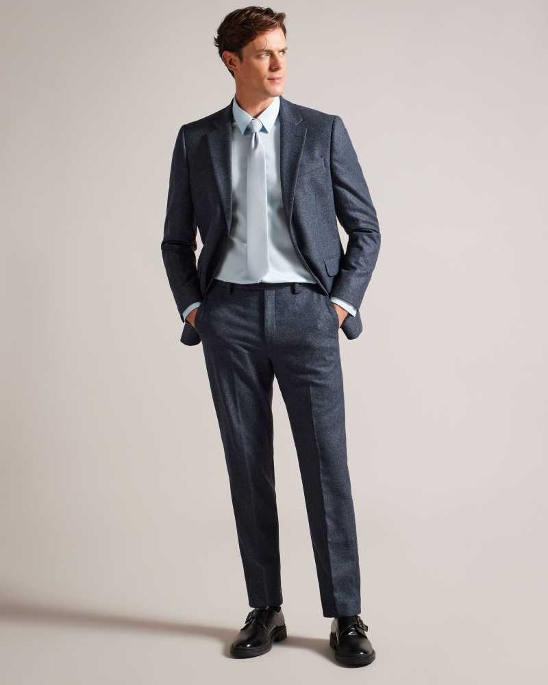 Navy Ted Baker Arthurt Slim Wool Blend Trousers | ZA0001135