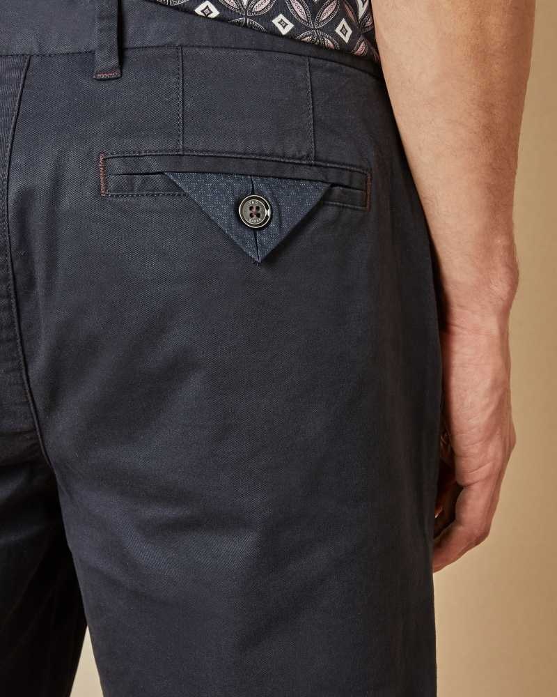 Navy Ted Baker Buenose Cotton Chino Shorts | ZA0001570