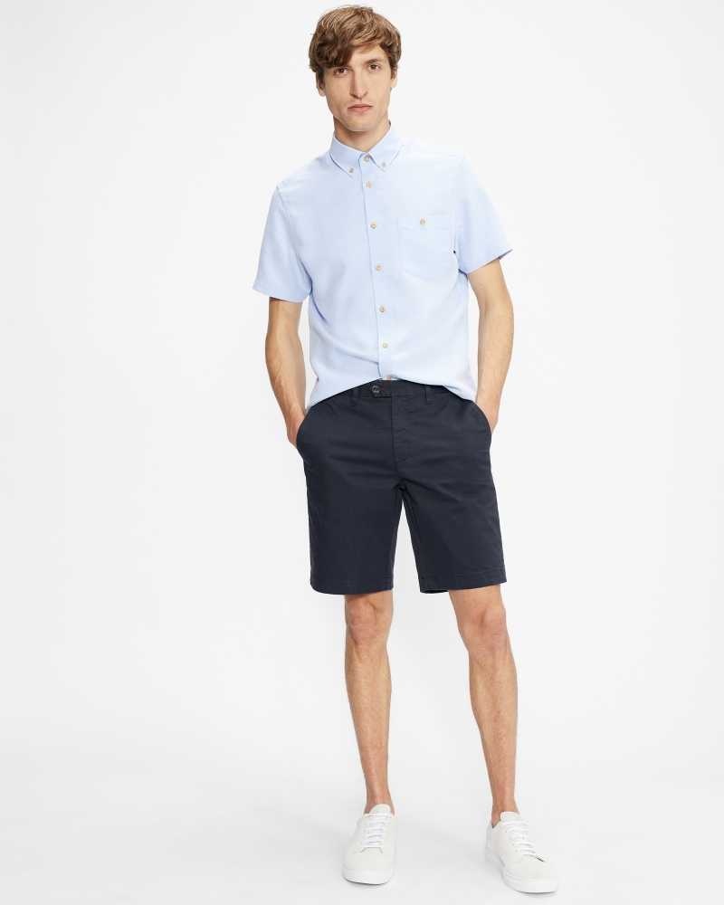 Navy Ted Baker Buenose Cotton Chino Shorts | ZA0001570