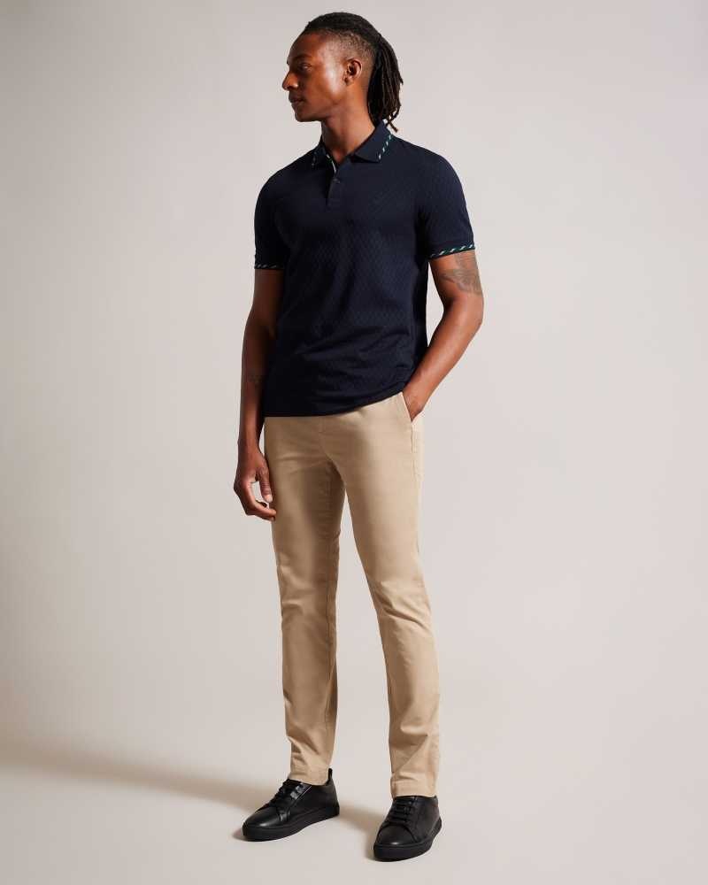 Navy Ted Baker Colson Short Sleeve House Check Polo Shirt | ZA0000872