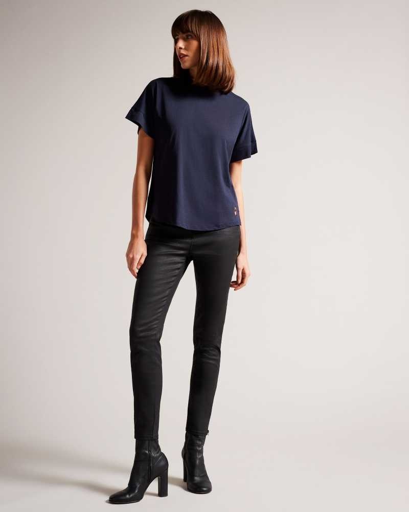 Navy Ted Baker Erisana Easy Fit Grown Up Sleeve Tee | ZA0001404