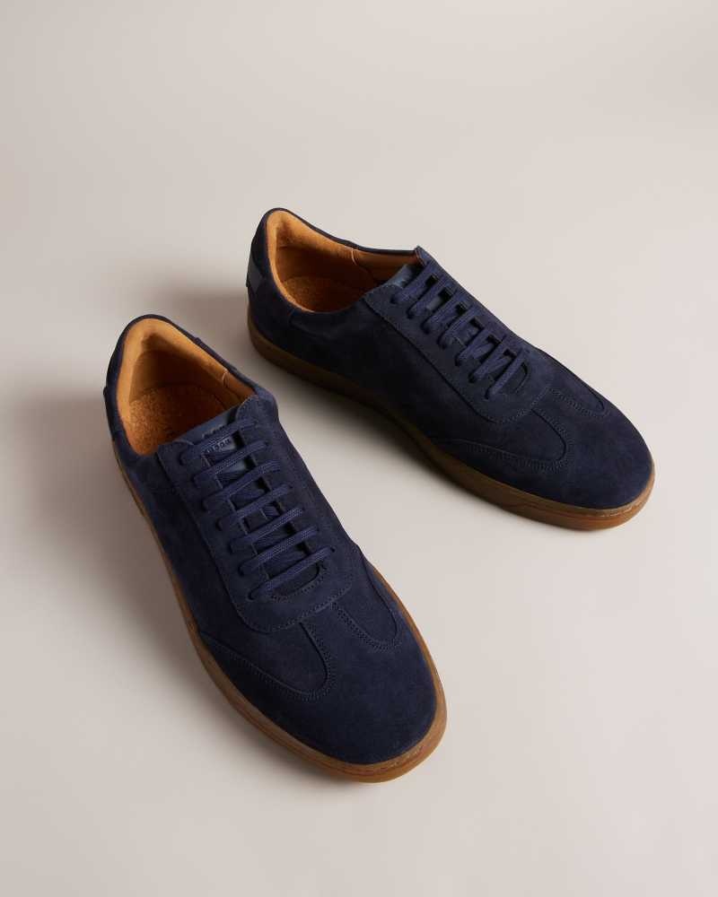 Navy Ted Baker Evrens Suede Low Top Sneakers | ZA0001734