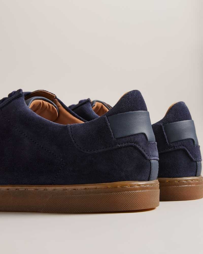 Navy Ted Baker Evrens Suede Low Top Sneakers | ZA0001734