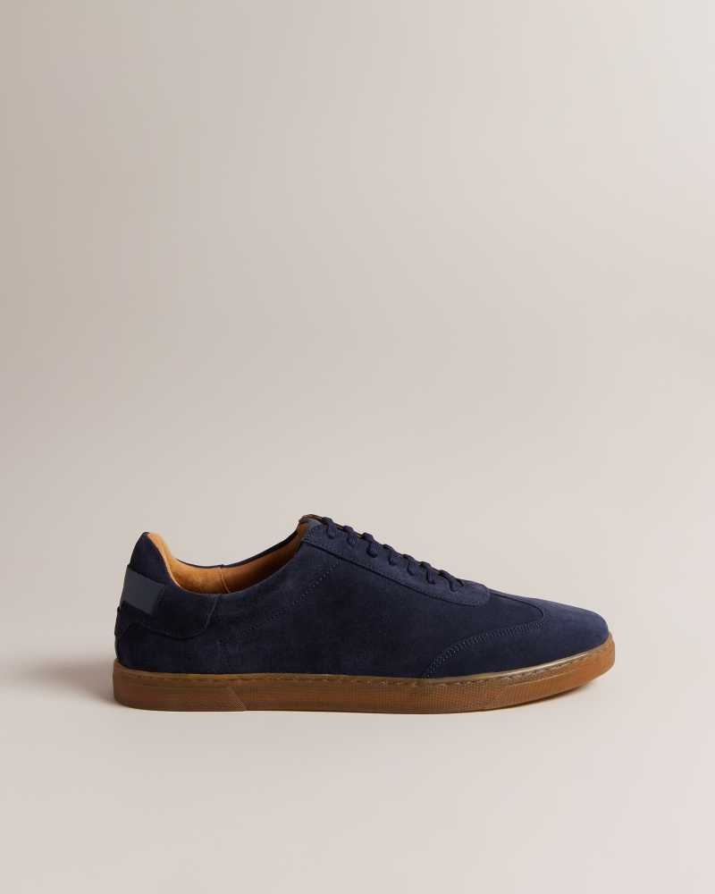 Navy Ted Baker Evrens Suede Low Top Sneakers | ZA0001734