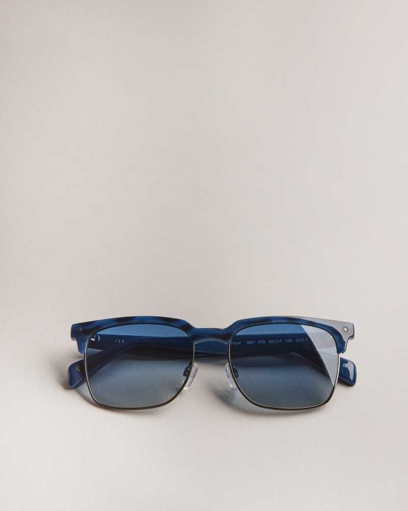 Navy Ted Baker Floydi Tortoiseshell Clubmaster Sunglasses | ZA0002123