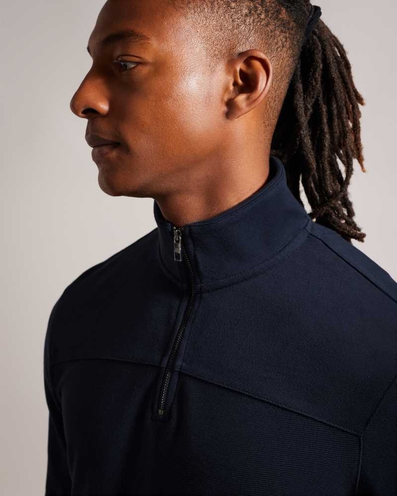 Navy Ted Baker Gazine Long Sleeve Half Zip Pullover | ZA0000770