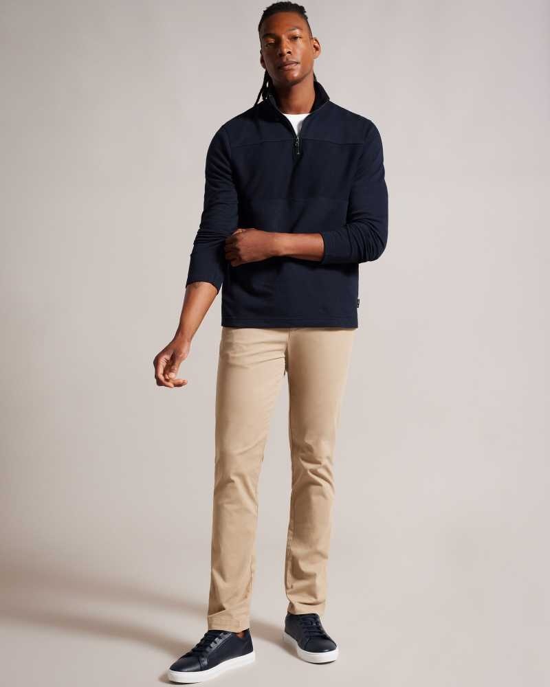 Navy Ted Baker Gazine Long Sleeve Half Zip Pullover | ZA0000770