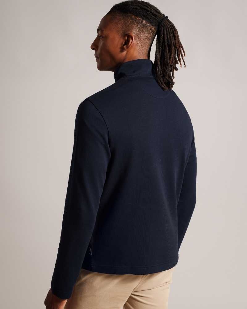 Navy Ted Baker Gazine Long Sleeve Half Zip Pullover | ZA0000770