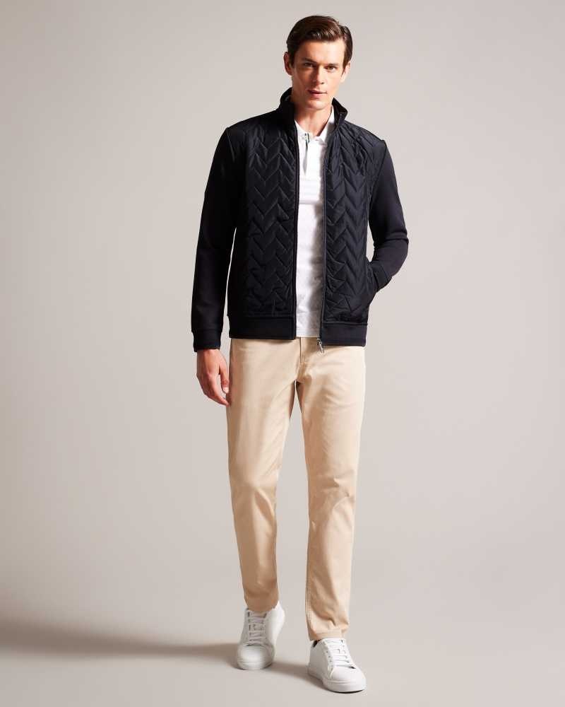 Navy Ted Baker Hamste Long Sleeve Quilted Front Jacket | ZA0000607