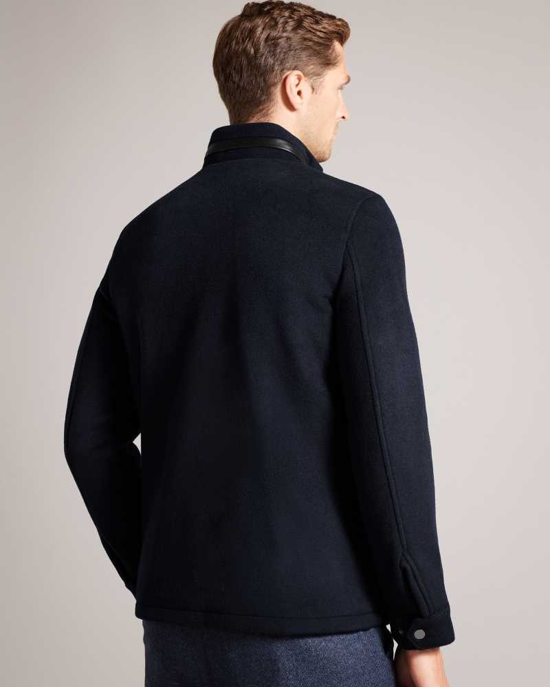 Navy Ted Baker Knowl Wool Funnel Neck Field Jacket | ZA0000644