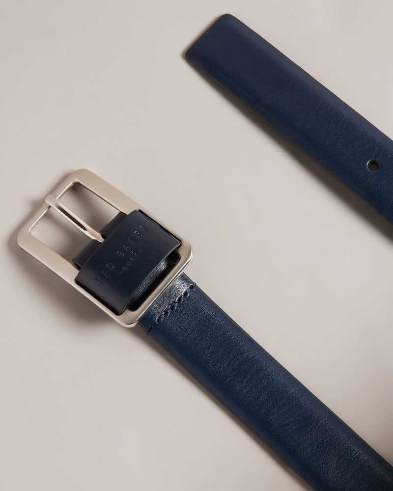 Navy Ted Baker Koen Centre Bar Buckle Belt | ZA0001764