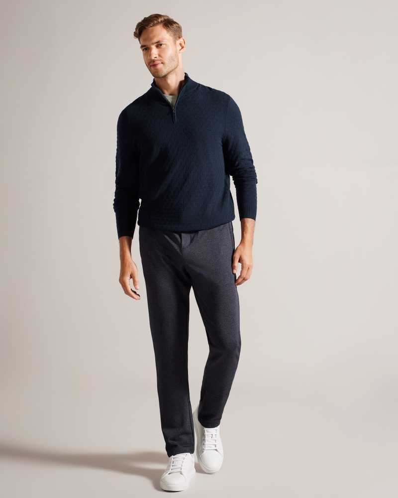 Navy Ted Baker Kurnle Long Sleeve T Knit Funnel Neck Jumper | ZA0000771