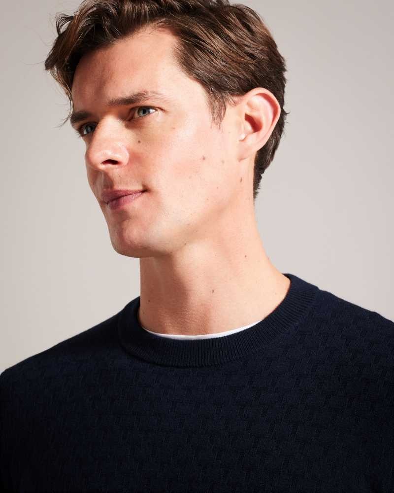 Navy Ted Baker Loung Long Sleeve T Knit Jumper | ZA0000703