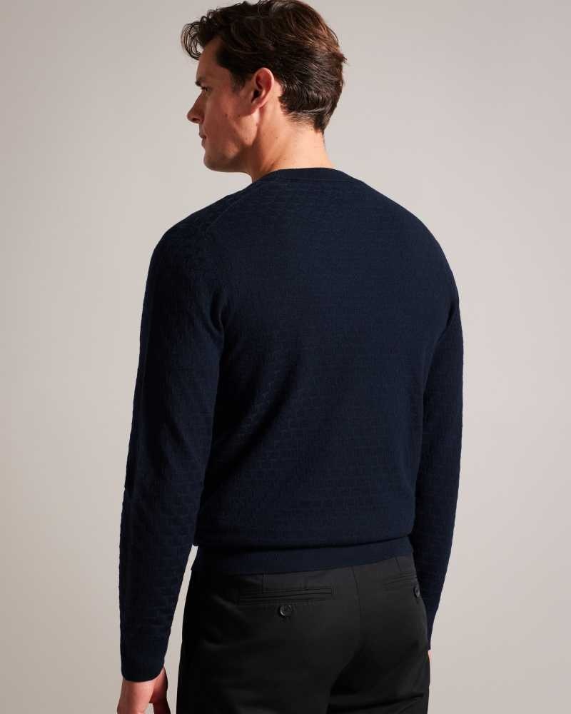 Navy Ted Baker Loung Long Sleeve T Knit Jumper | ZA0000703