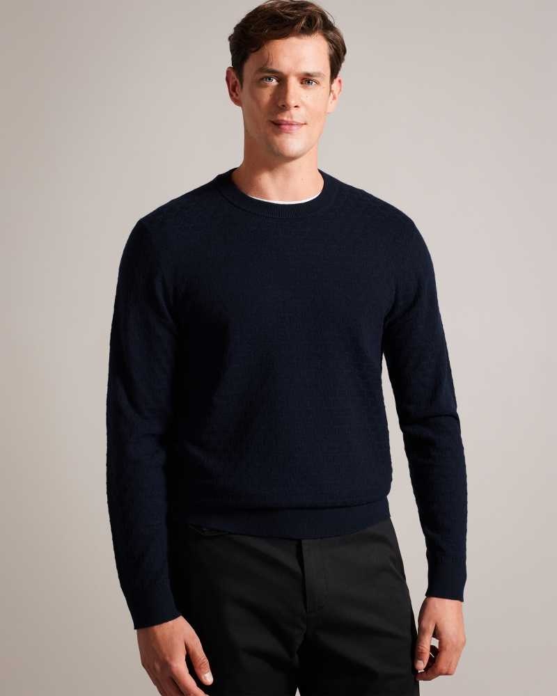 Navy Ted Baker Loung Long Sleeve T Knit Jumper | ZA0000703