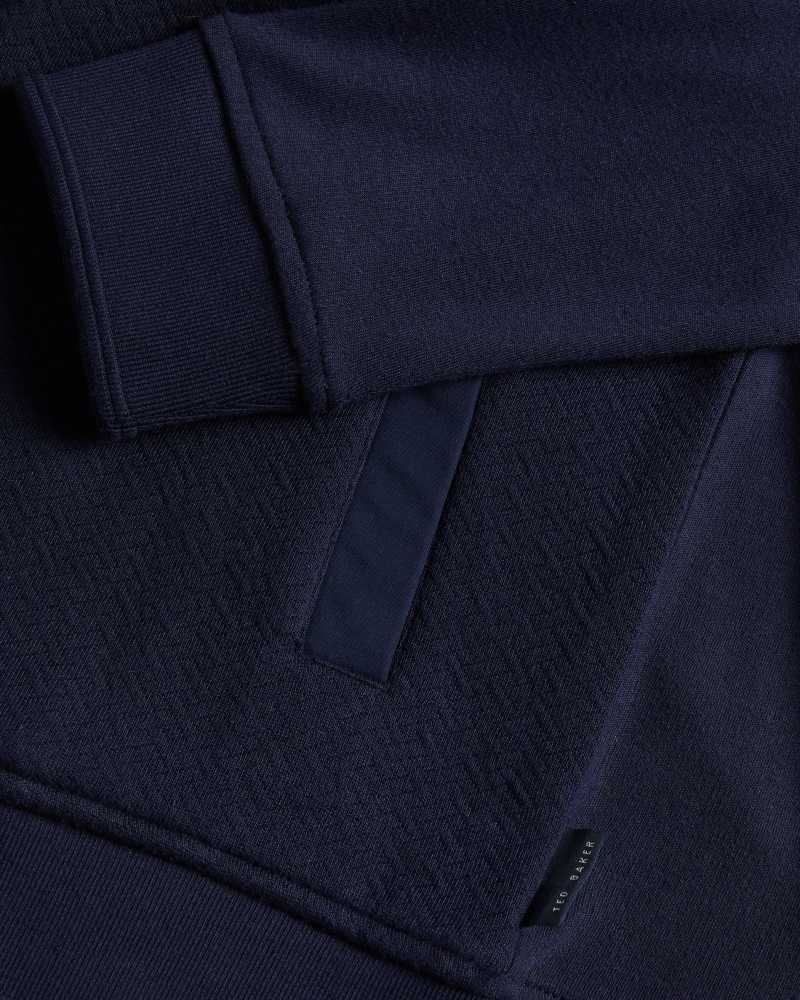 Navy Ted Baker Multy Textured Zip Through Jacket | ZA0001377