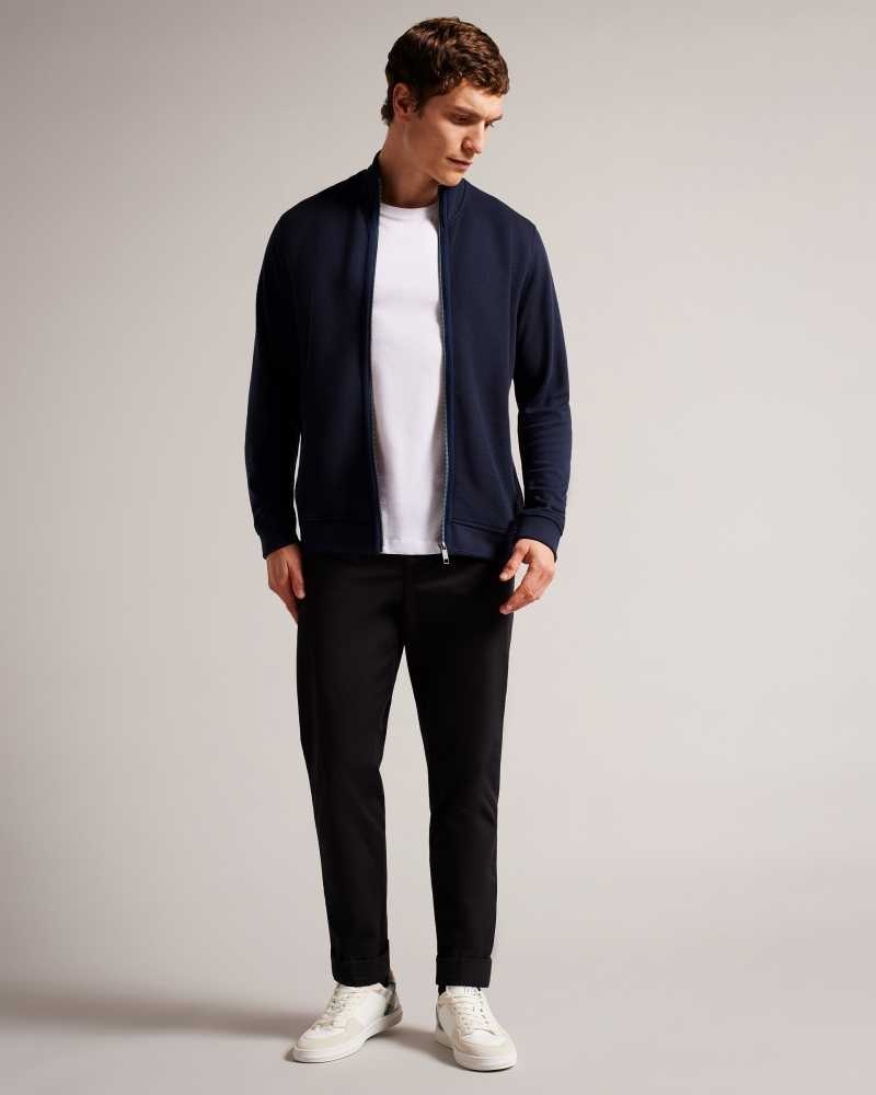 Navy Ted Baker Multy Textured Zip Through Jacket | ZA0001377