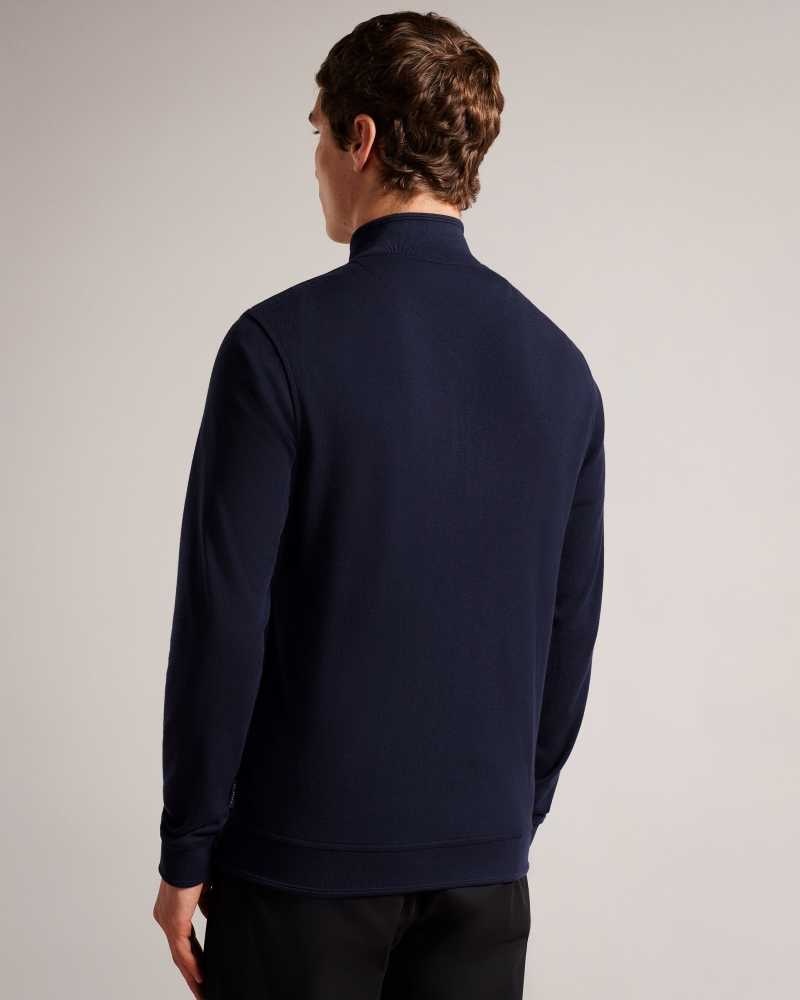 Navy Ted Baker Multy Textured Zip Through Jacket | ZA0001377