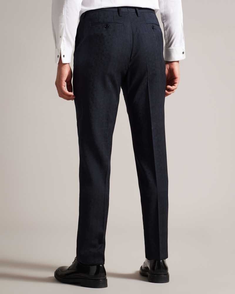 Navy Ted Baker Owent Slim Tonal Check Trousers | ZA0001105