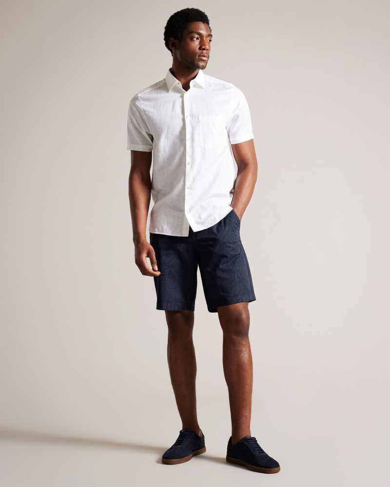 Best Price Ted Baker Shorts - Navy Pinna Leaf Print Shorts Mens