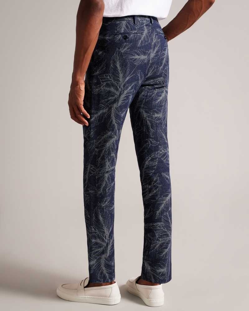 Navy Ted Baker Postot Leaf Suit Trousers | ZA0001138