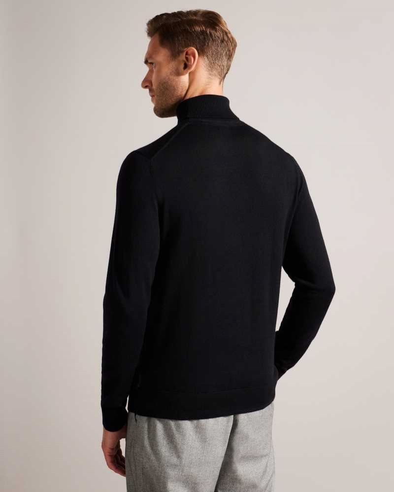 Navy Ted Baker Rainger Merino Wool Roll Neck Jumper | ZA0000730