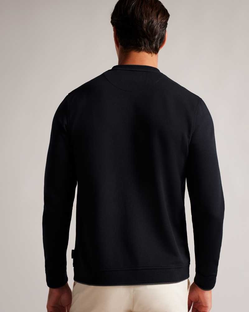 Navy Ted Baker Raket Textured Front Jumper | ZA0001314