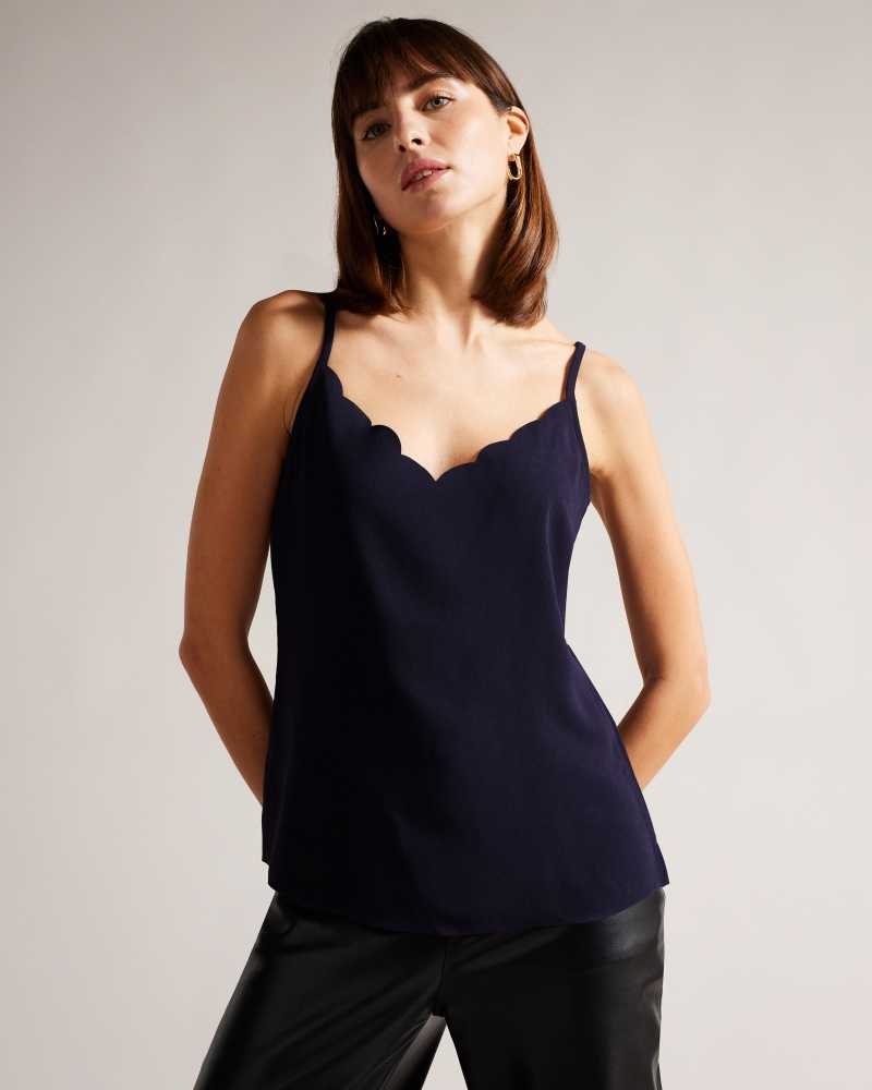 Navy Ted Baker Siina Scallop Neckline Cami Top | ZA0001427