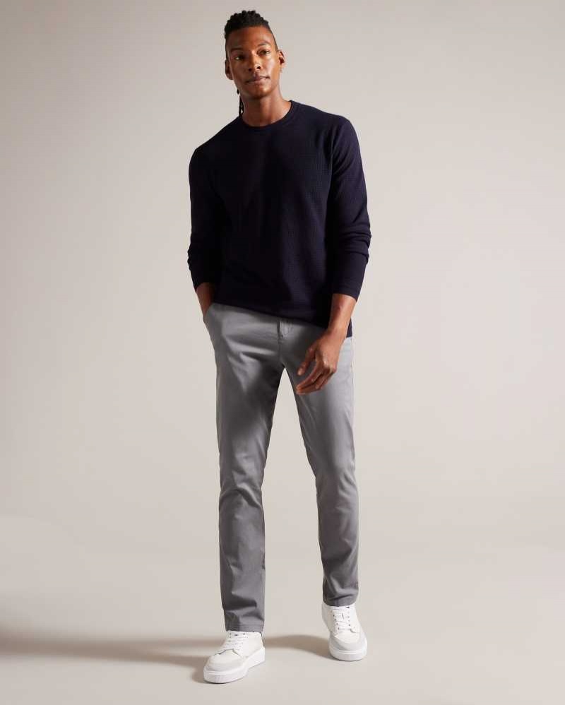 Navy Ted Baker Staylay Textured crew neck jumper | ZA0000728