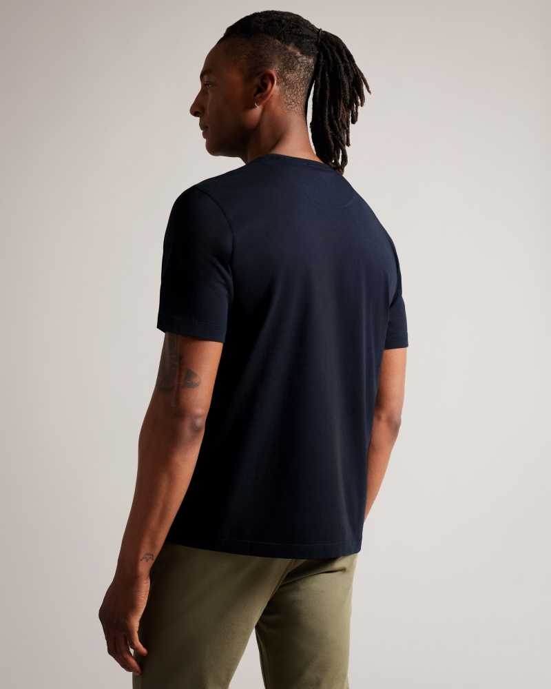 Navy Ted Baker Tywinn Short Sleeve Regular Fit Plain T-shirt | ZA0001236