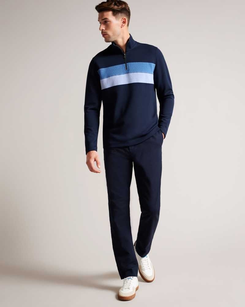 Navy Ted Baker Veller Long Sleeve Half Zip Jumper | ZA0000707