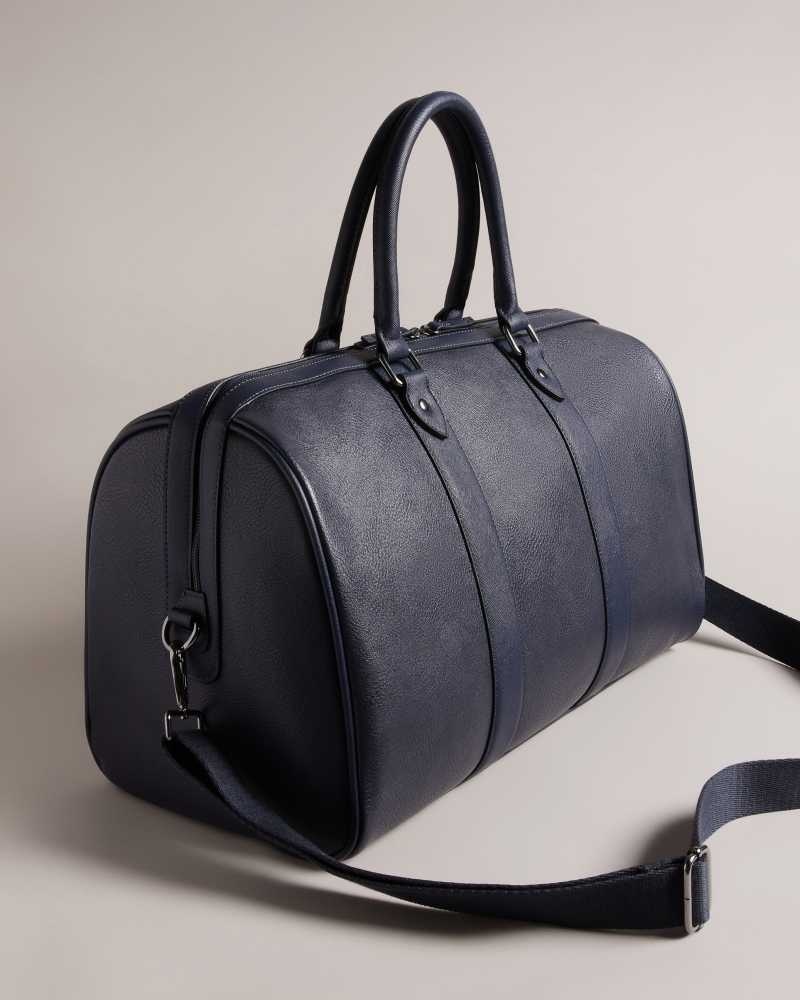 Navy Ted Baker Waylin House Check PU Holdall | ZA0000534