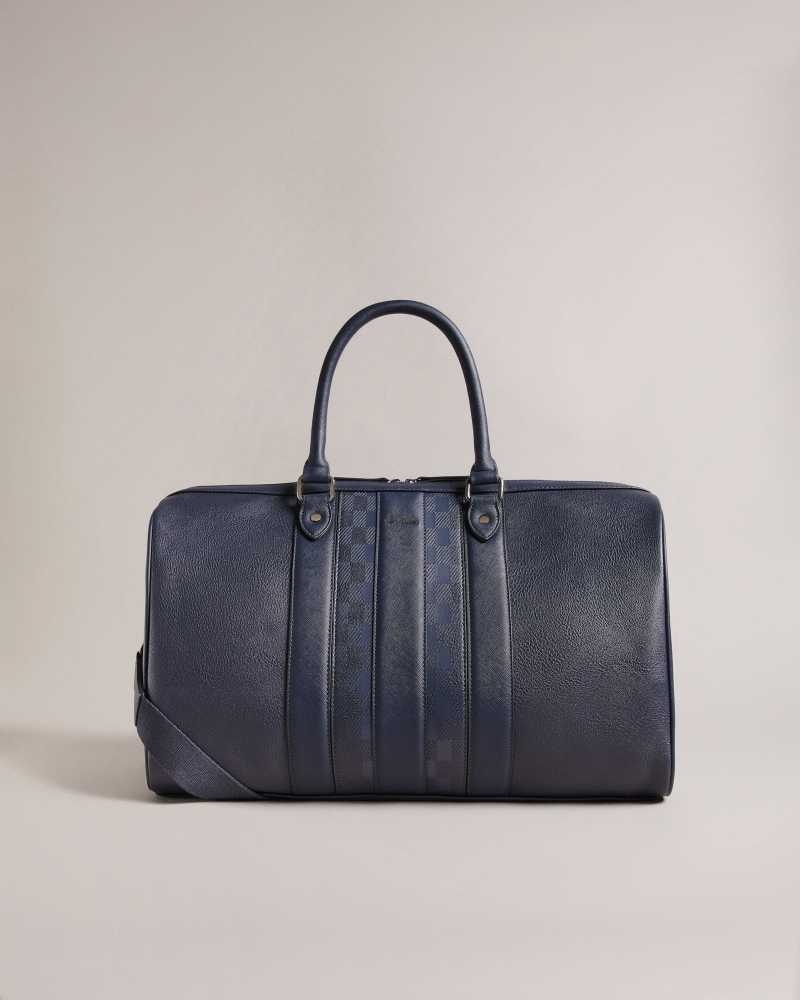 Navy Ted Baker Waylin House Check PU Holdall | ZA0000534