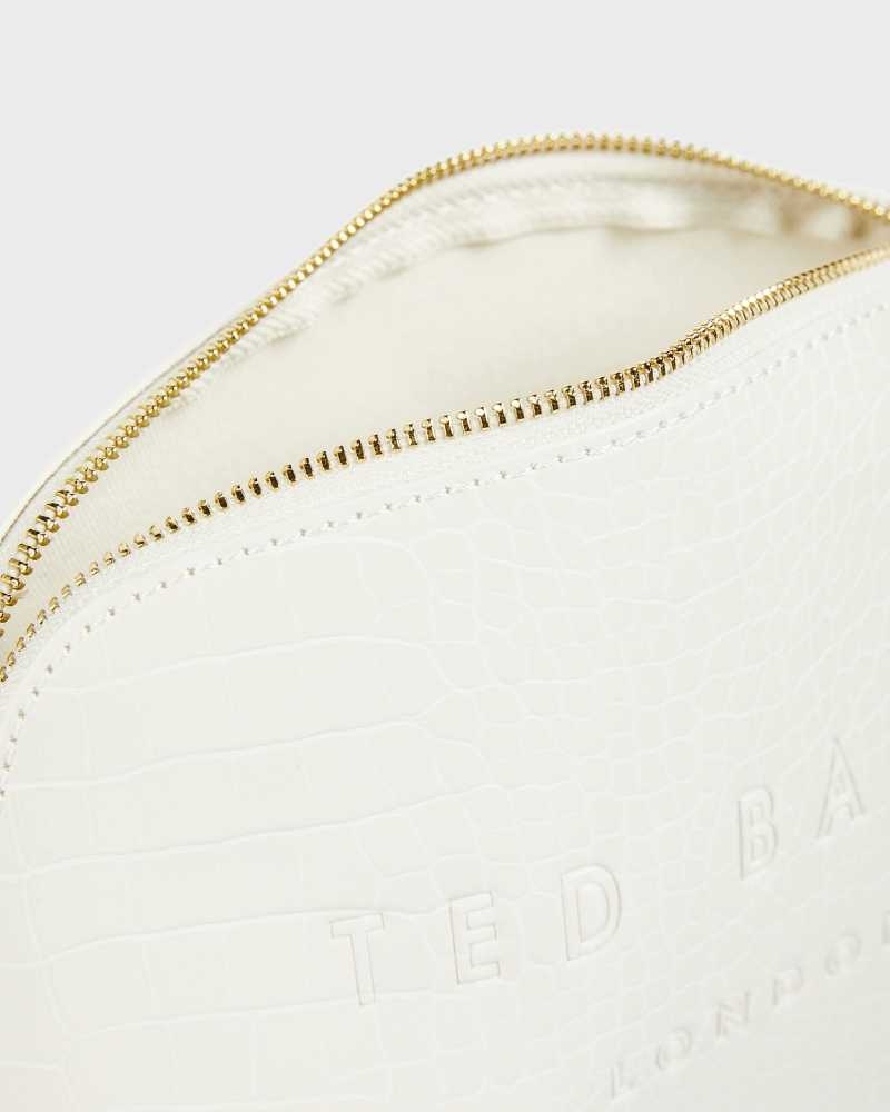 Nude Ted Baker Crocala Croc Detail Debossed Makeup Bag | ZA0000331