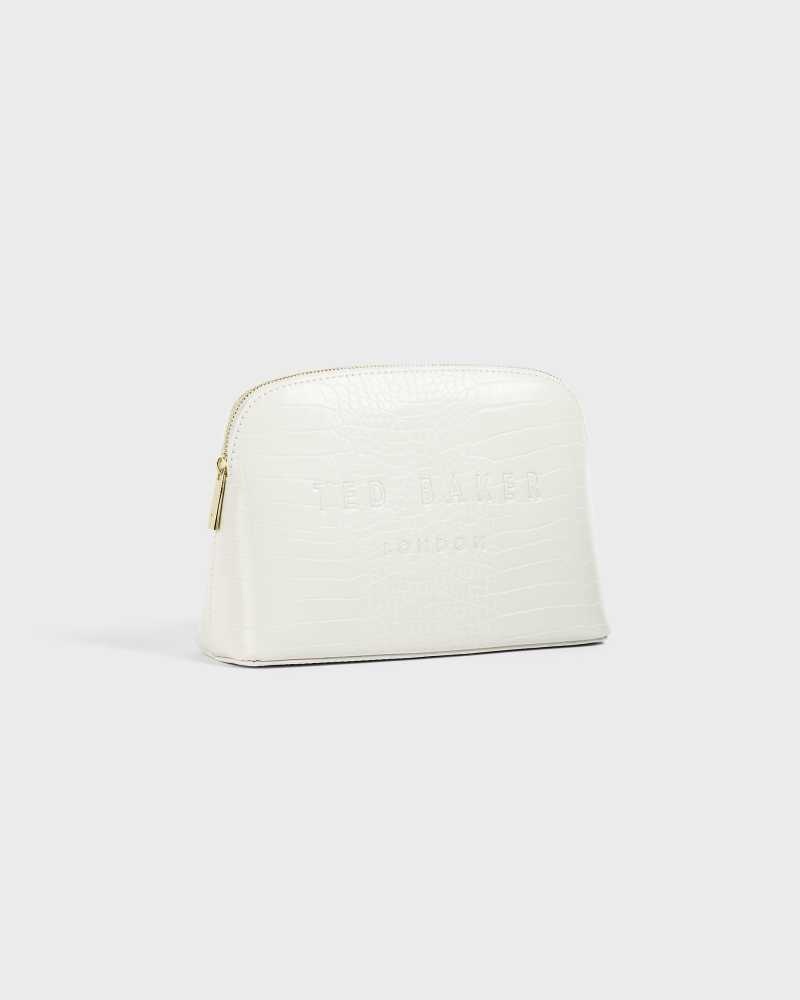 Nude Ted Baker Crocala Croc Detail Debossed Makeup Bag | ZA0000331