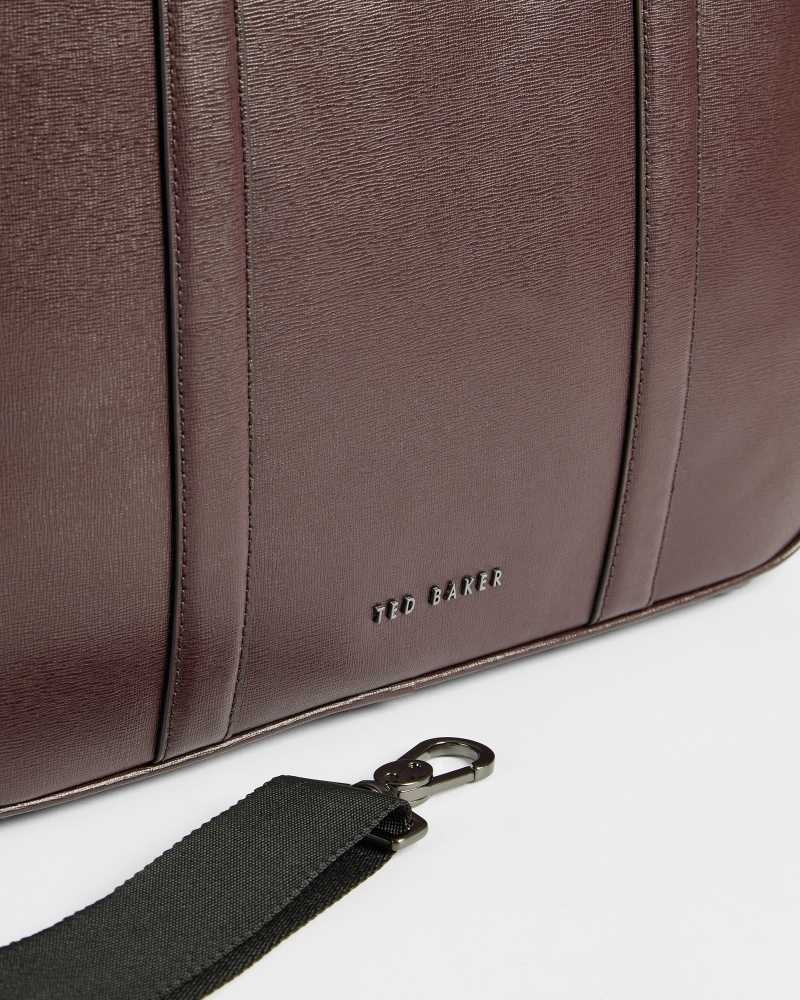 Oxblood Ted Baker Strath Saffiano Leather Document Bag | ZA0000325