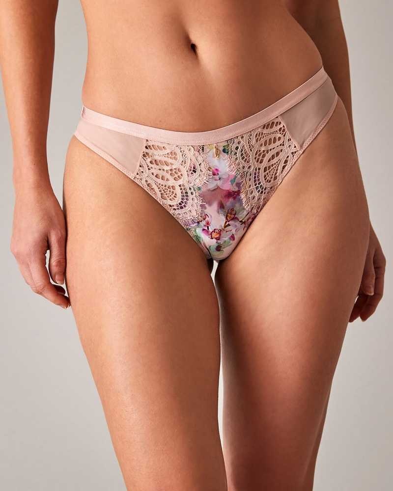 Pale Pink Ted Baker Acacio Watercolour Floral Brazilian Brief | ZA0000803