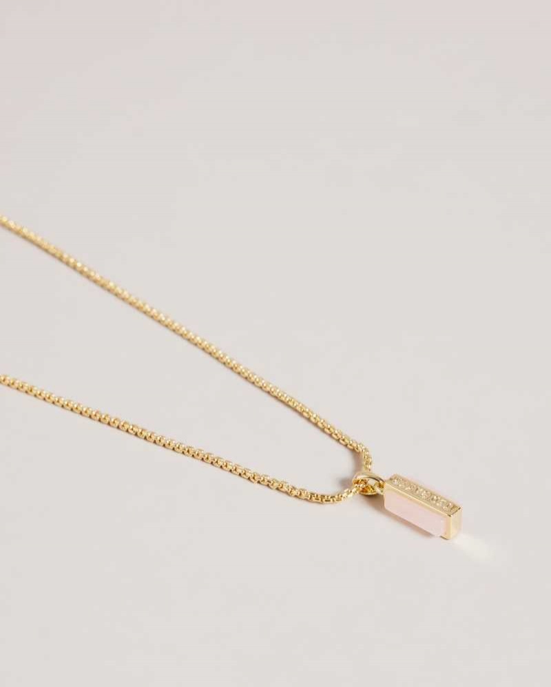 Pale Pink Ted Baker Gianni Gem Bar Pendant Necklace | ZA0002000