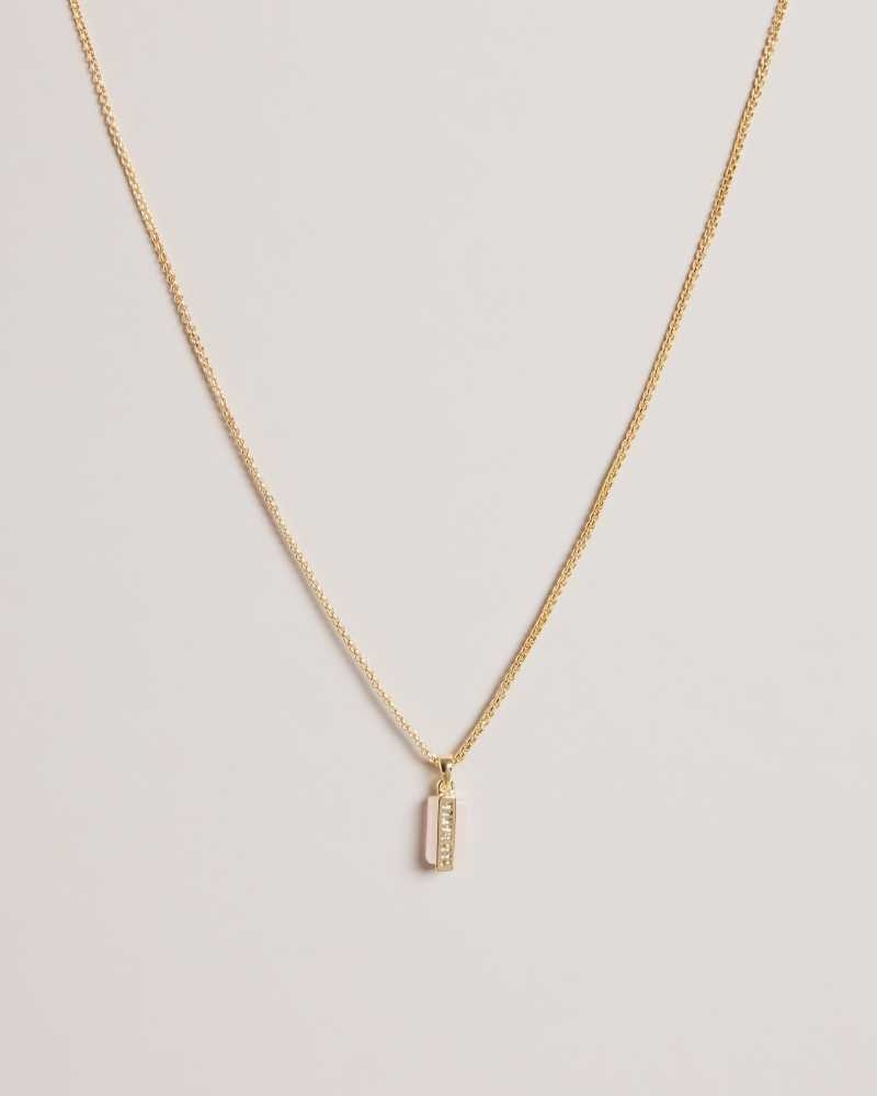 Pale Pink Ted Baker Gianni Gem Bar Pendant Necklace | ZA0002000